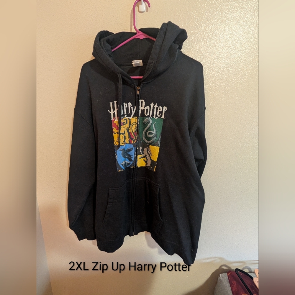 Harry Potter Zip Hoodie - Black with House Crest